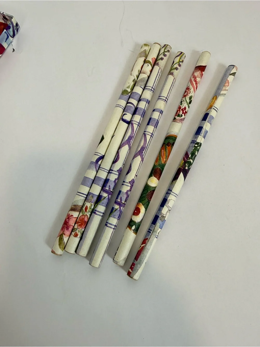 Two's Company Cream Teapot & Fruit VTG Decorative Paper Wrapped Pencils